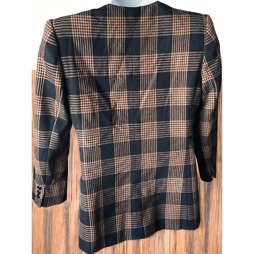 Sasson Paris New York Plaid Blazer Jacket 10 Houndstooth VNeck Double Breasted - Picture 5 of 7